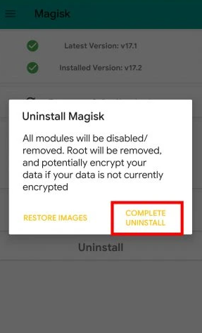 Uninstall Magisk App